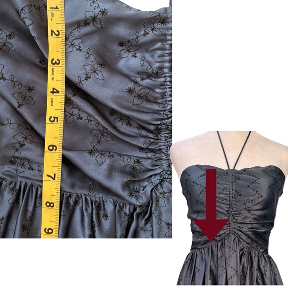 NWT Vintage Betsy Johnson Silk Ruched Bodice Midi Dress | Small - Picture 10 of 15